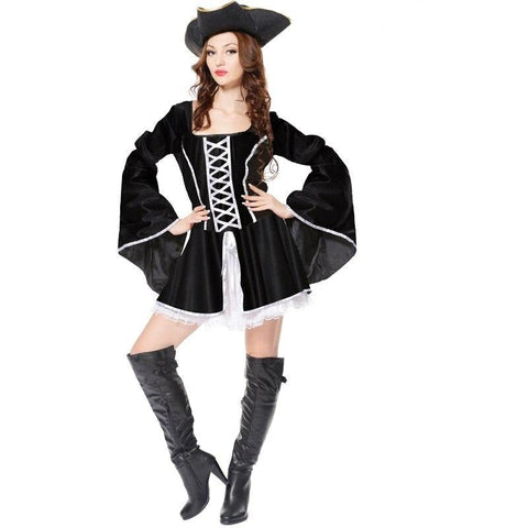 Piratenkostüm Dame Schwarz und Weiß